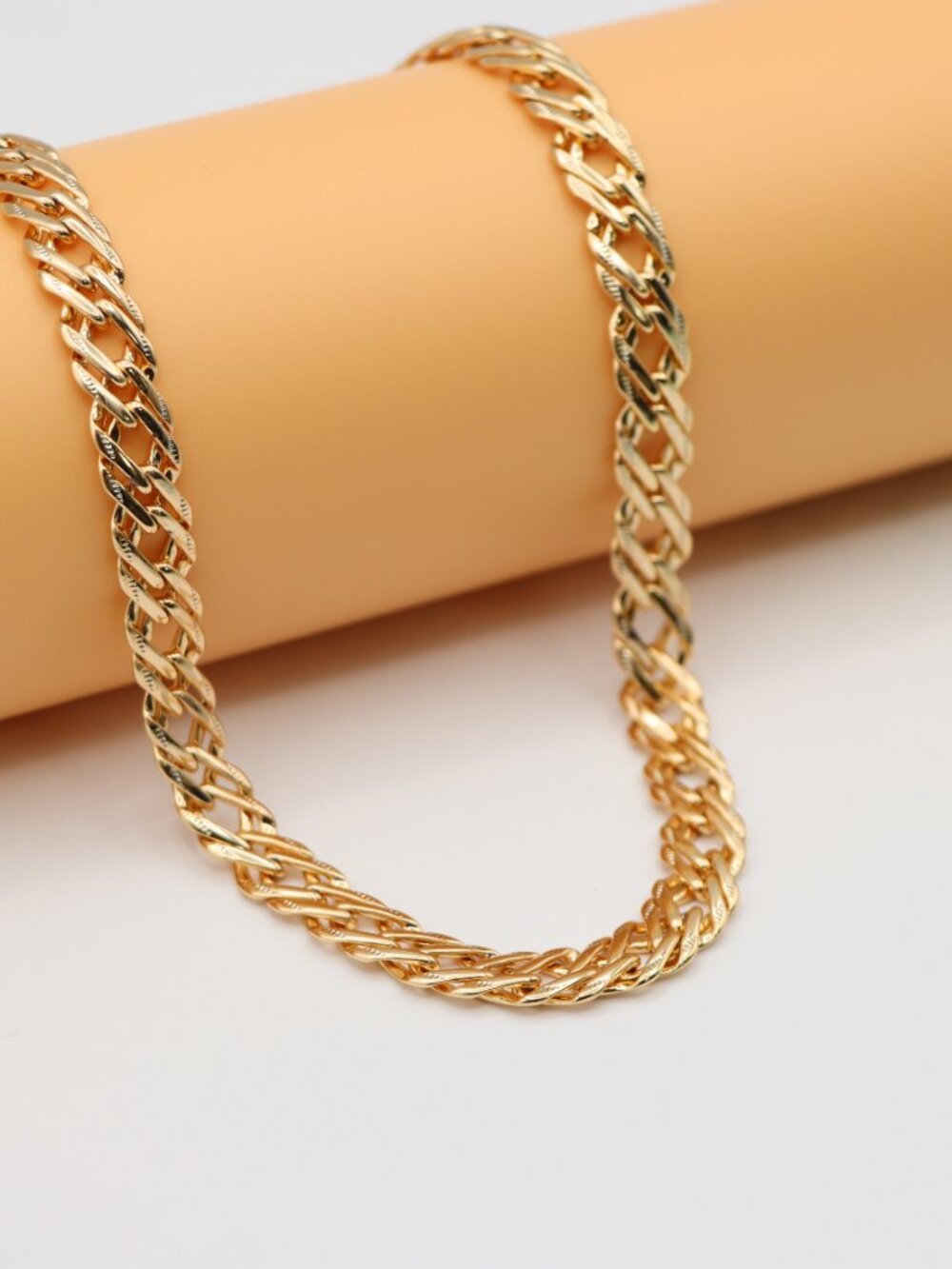 Textured Rose Gold Cuban Chain Necklace  Bold Shine, XPNL0127 - Picture 2 of 9